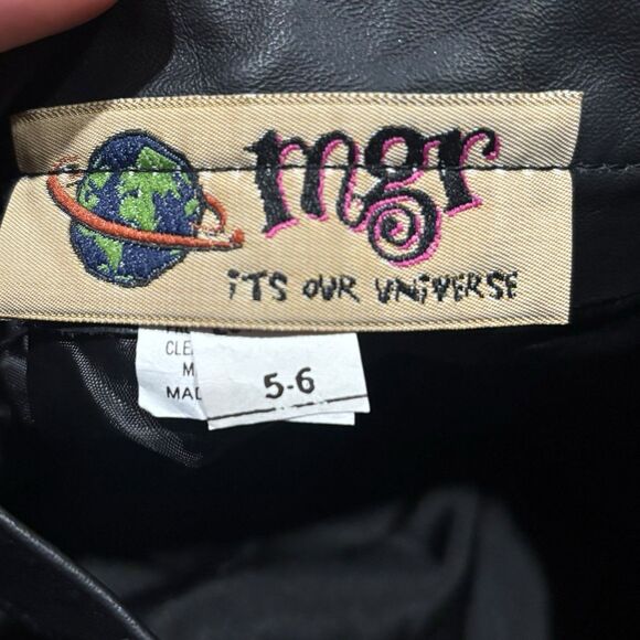 mgr Genuine Leather Skirt Black High Waist Pencil Lined Vintage USA 5/6 90s - Picture 6 of 8